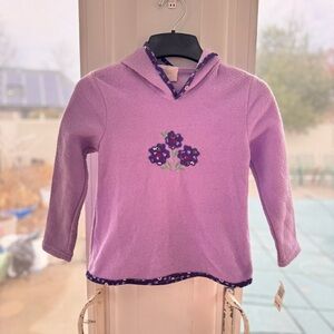 Vintage Expressions Girls Purple Fleece Hoodie Sweatshirt Floral Embroidery 6